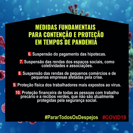 Cartaz Medidas2 Como se faz quarentena sem casa? #PararTodosOsDespejos #COVID19 Março 2020 Portugal