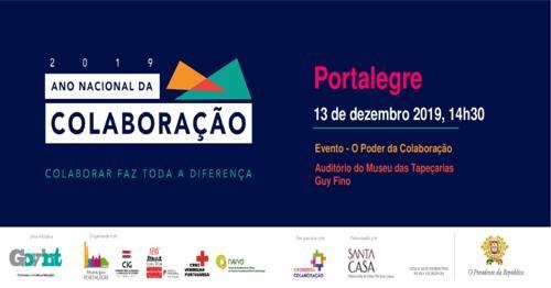 Cartaz O Poder da Colaboração em Portalegre 13 dezembro 2019 Ano Nacional da Colaboração - Portoalegre