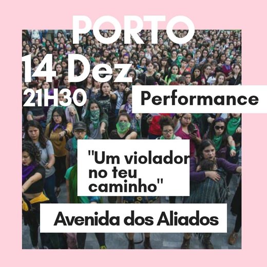 Cartaz Performance "Um violador no teu caminho" 14 dezembro 2019 Feminismos Sobre Rodas Porto