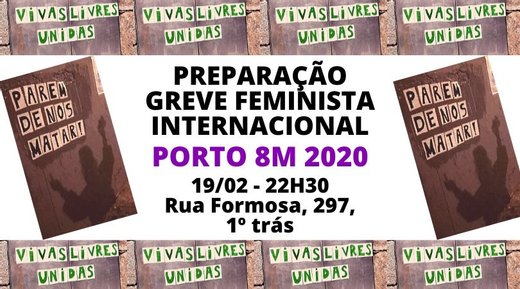 Cartaz Porto - Preparação Greve Feminista Internacional 19 Fevereiro 2020 Rede 8 de Março