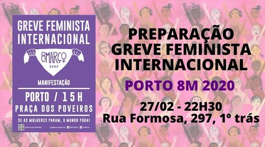 Cartaz PORTO - Preparação Greve Internacional Feminista 27 Fevereiro 2020 Rede 8 de Março