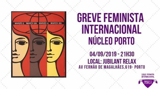 Cartaz Porto | Reunião organização Greve Feminista 2020 - Núcleo Porto 4 Setembro 2019 Rede 8 de Março