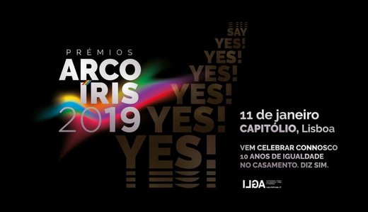Cartaz Prémios Arco-Íris ILGA 2019 11 Janeiro 2020 ILGA Portugal Capitólio Lisboa