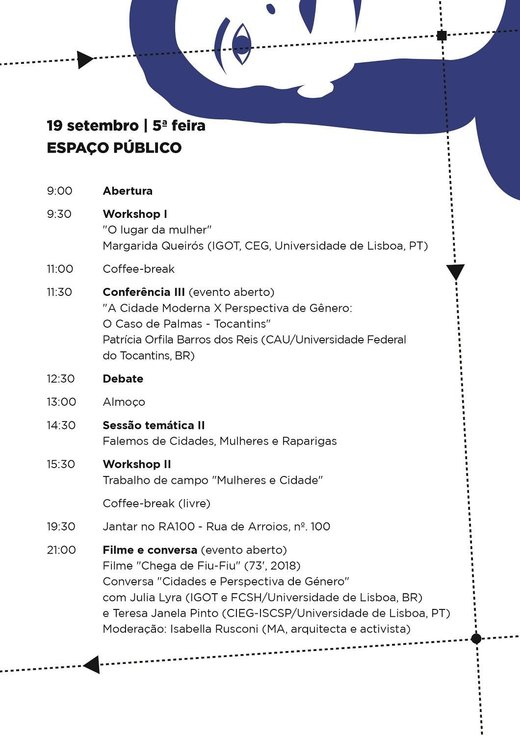Cartaz Programa 2.º dia Cidades e Género Perspectivas e Estratégias. Escola de Verão 19 Setembro 2019 CIUL Lisboa