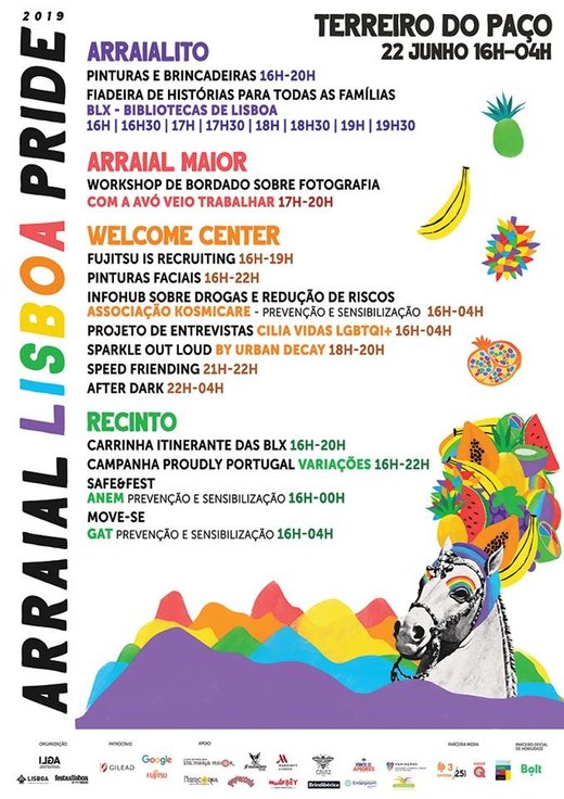 Cartaz Programa Arraial Lisboa Pride 22 Junho 2019