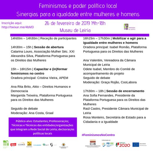 Cartaz Programa Seminário Final "Feminismos e poder político local" 2019-02-26