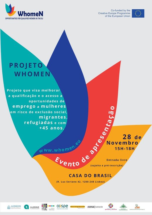 Cartaz Projeto WhomeN: Convite - Apresentação 28 Novembro 2019 Casa do Brasil de Lisboa