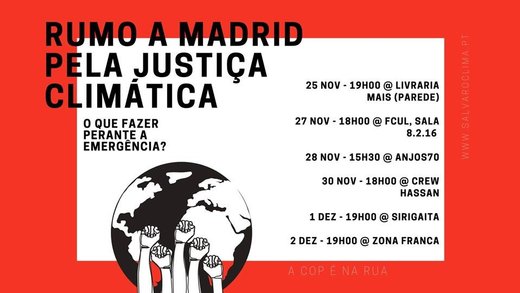 Cartaz Rumo a Madrid pela Justiça Climática Lisboa
