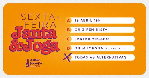 Cartaz Sexta-feira Janta e Joga [benefit] 19 abril 2019 Porto