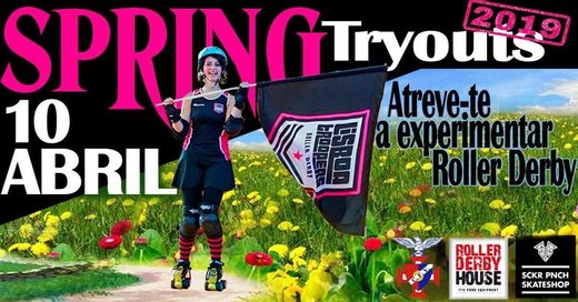 Cartaz Spring Tryouts - Lisboa Roller Derby Troopers 10 Abril 2019 Lisboa