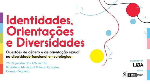 Cartaz Tertúlia: Identidades, Orientações e Diversidades 25 Janeiro 2020 Centro LGBT e Bibliotecas Municipais de Lisboa