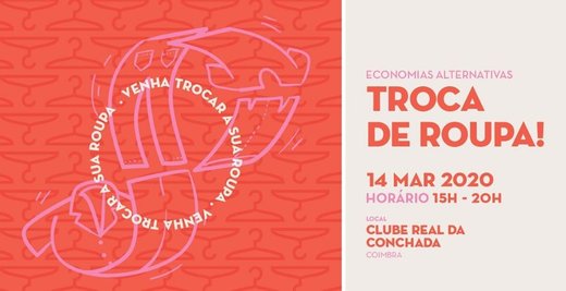 Cartaz Troca de Roupa! 14 Março 2020 Casa da Esquina Coimbra