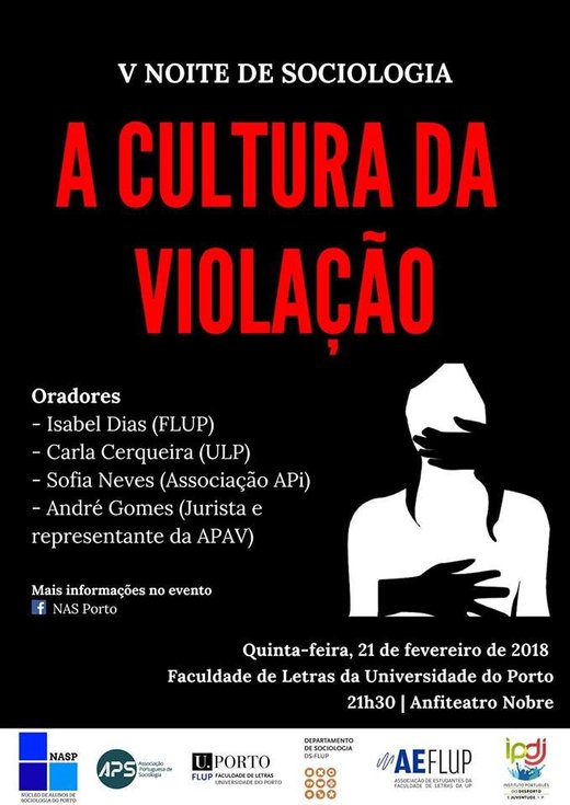 Cartaz V Noite de Sociologia - A Cultura da Violação 2019-02-21