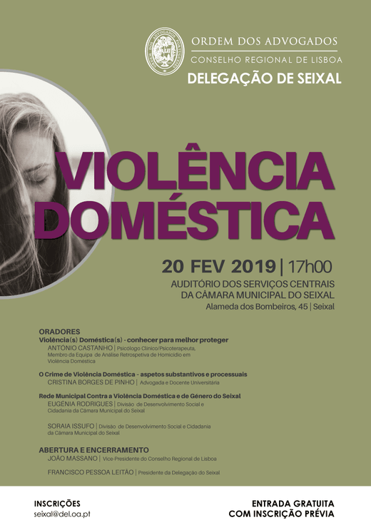 Cartaz VIOLÊNCIA DOMÉSTICA | Delegação do Seixal - 20 de fevereiro 2019