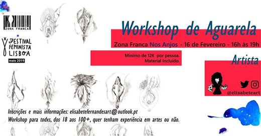 Cartaz Workshop de Aguarela [evento de angariação de fundos] 2019-02-16