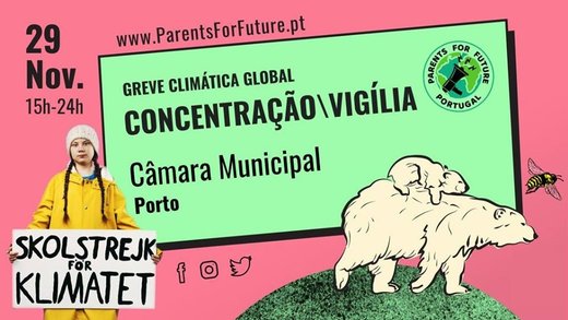 Cartaz Greve Climática Global - Porto: Concentração + Vigília 29 Novembro 2019